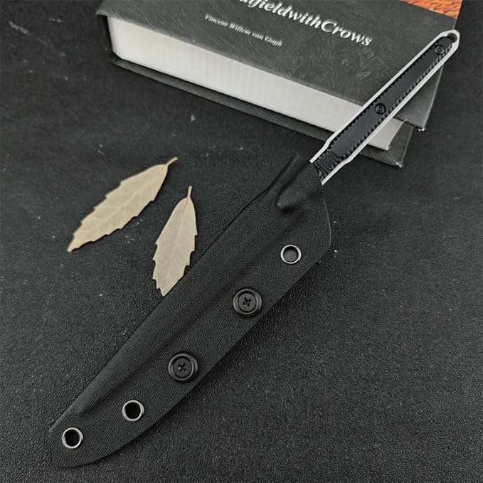 9.5in Tactical Fixed Blade Knife with Kydex Sheath,8Cr13Mov Steel Blade Aluminum Handle,Outdoor Survival Camping Fishing Hunting Knife Cutting Tool, Best Gifts for Men (Silver)