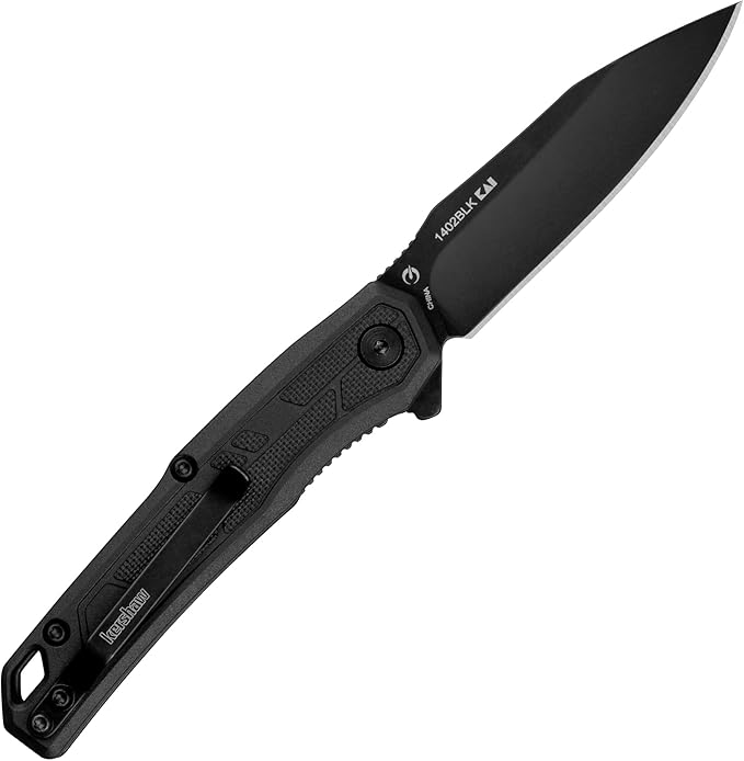 Kershaw Appa Folding Tactical Pocket Knife, SpeedSafe Opening, 2.75 inch Black Blade and Handle, Small, Lightweight Every Day Carry
