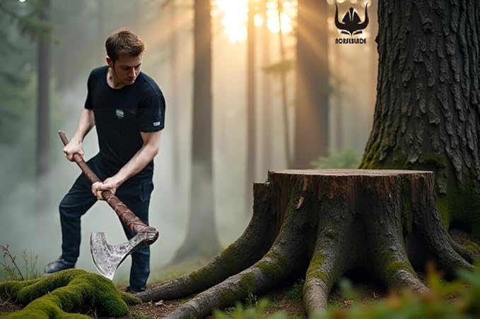 Forest Hunting |42”Two Handed Large Berserker Axe, Large Norse Axes,Scandinavian Style Viking Axe Double Headed ax, Real Battle ax, Wood Handle self Defense Weapons War Hatchet (Large Norse Axe)