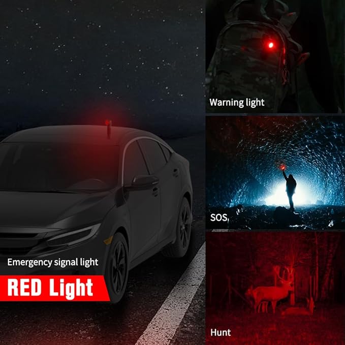 NICRON B75T LED Tactical Flashlight with Red White Dual Light, 90 Degree Rotating Head, Magnetic Base, Pocket Clip for Night Hunting, Camping, Emergency, Night Vision