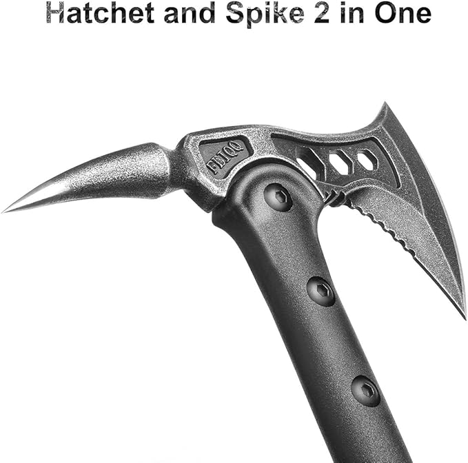 JXE JXO Camping Axe, Throwing Tactical Tomahawk with Spike, Survival Hatchet with Sheath, Nylon Fiber Handle for Outdoor Survival Hiking Camping (2 Pack)