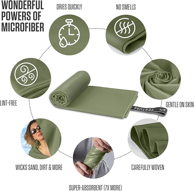 VENTURE 4TH - 4pcs Quick Dry Towels. Microfiber Travel Towels Ideal for Camping, Hiking, Backpacking, Gym. Lightweight & Fast Drying Travel Towels for Body. Compact & Easy to Pack - 4 Pack Medium