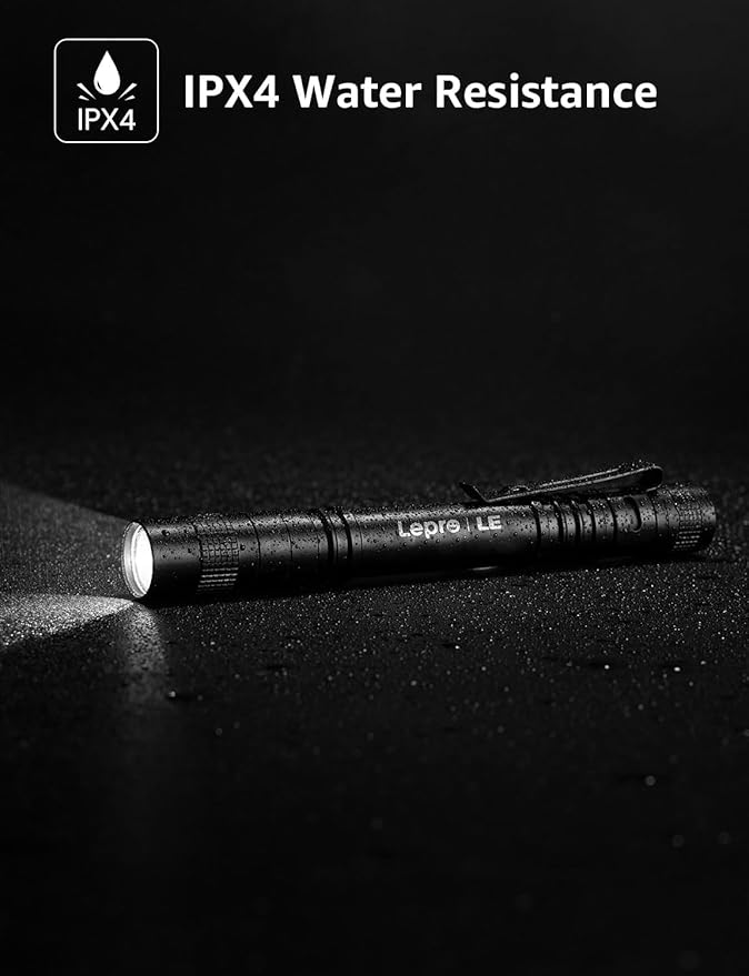 LE LED Pen Flashlights, Lightweight, Mini, Waterproof Pocket Flashlight with Clip, 2 Pack Small Flashlights for Inspection, Work, Emergency