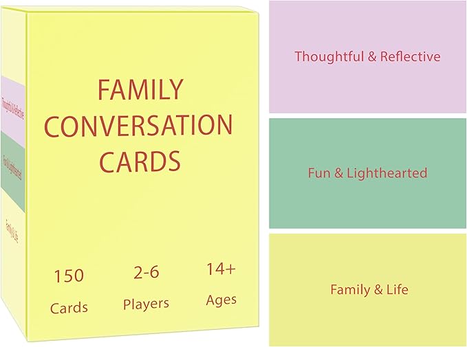 Family Edition Conversation Cards Game, 150 Discussion Cards with Cards Storage Box Free, 2-6 Players, Ages 14+, for Game Nights, Road Trips and Family Gatherings,