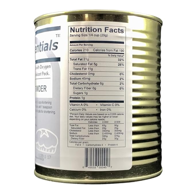 Future Essentials Canned Shortening Powder for baking and cooking | Long Term Storage Shelf Stable | Emergency Survival Food Supply, Camping & Backpacking (#2.5 size) 01 Can