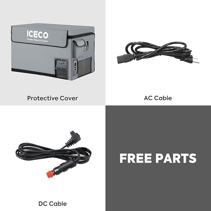 ICECO VL60 Dual Zone Portable Refrigerator with SECOP Compressor, 60 Liters Platinum Compact Refrigerator, DC 12/24V, AC 110-240V, 0℉ to 50℉, Home & Car Use (with Insulated Cover)