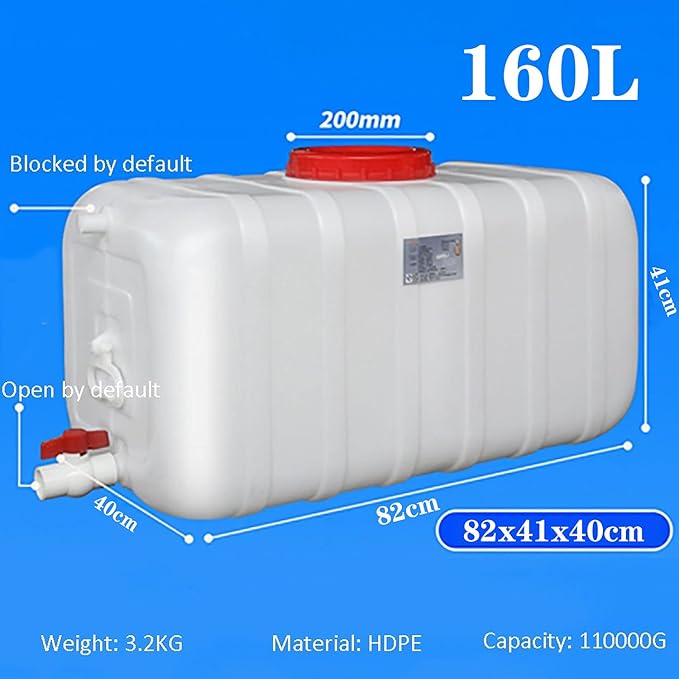 NAKAN Large Storage Container Portable Water Bucket Plastic Travel Desktop Container Rainwater Collection Storage Container Outdoor Water Storage for Camping Hiking Climbing(Size:160L)