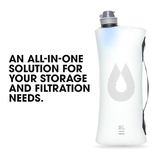 HydraPak Seeker+ - Collapsible Water Filtration & Storage (3L) - BPA & PVC Free, Hydration Reservoir Bag, Leak Proof, Lightweight