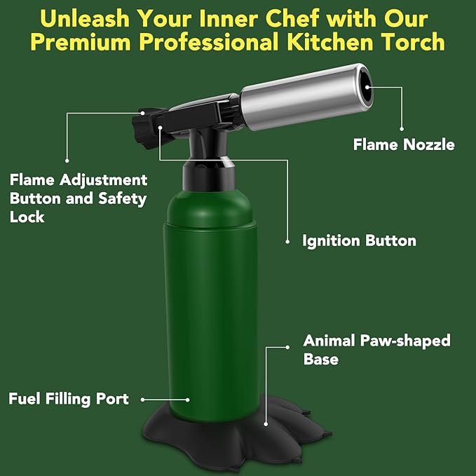 Sondiko Big Butane Torch Lighter, Soldering Torch with Monster Footprint Shaped Base, Adjustable Flame, Safety Lock, Great Gift Choice