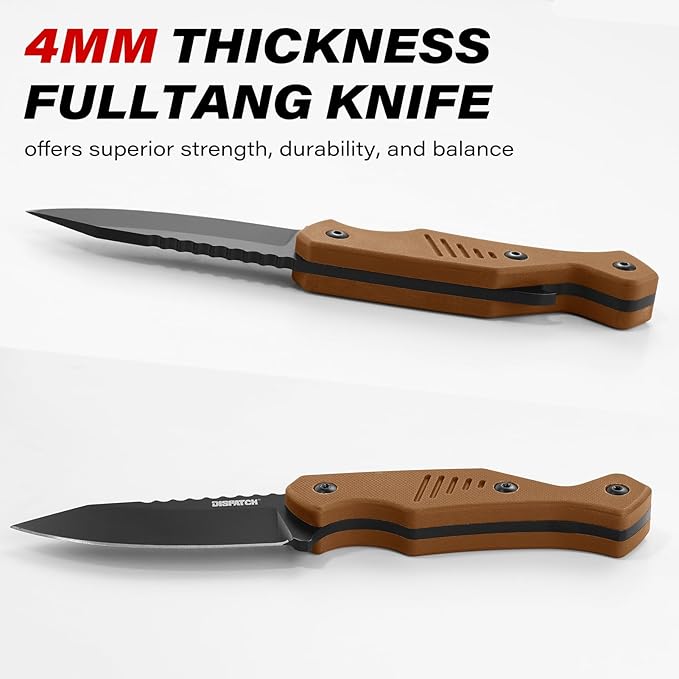 Fixed Blade Knife with Kydex Sheath and Bottle Opener, 3.2" 8Cr13Mov Blade Full Tang EDC Knife with Ergonomic G10 Handle, Small Horizontal & Scount Carry Knives for Survival Camping Hunting Outdoor Activities