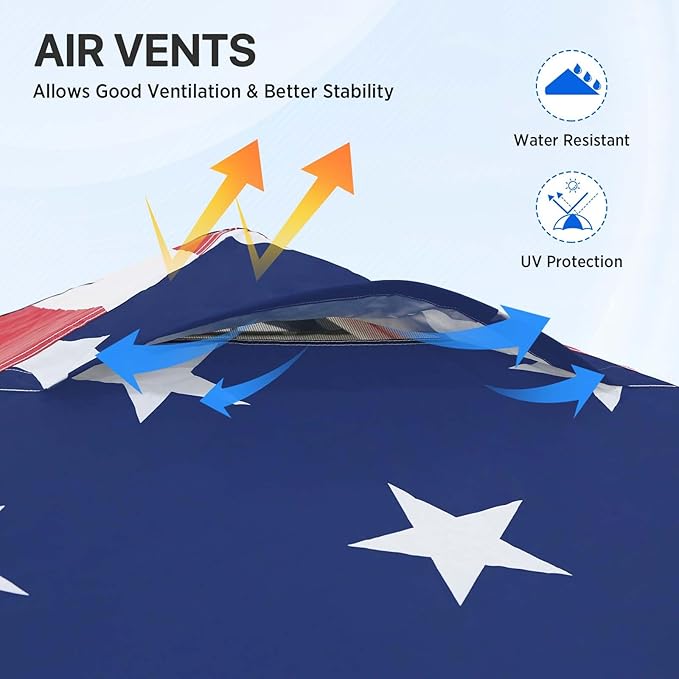 EAGLE PEAK Pop Up Canopy Tent with Wheeled Carry Bag, 8 Stakes, 4 Ropes, Easy Set Up Tent Canopy, 8x8 ft, American Flag