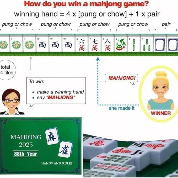 4Pcs mah-Jong 2025 Cards,Large Size, 4 Pieces for Group Play