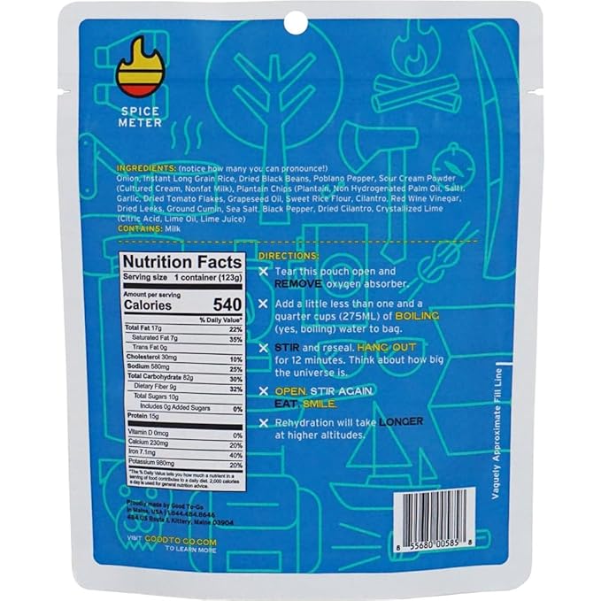 GOOD TO-GO Cuban Rice Bowl (Single Serving) |Camping & Backpacking Food | Just Add Water Backpacking Meals | Good To-Go Dehydrated Meals Taste Better Than Freeze Dried Food