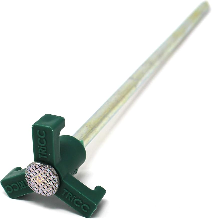 Tricc Unbreakable Heavy Duty Steel Tent/Canopy Stakes, Galvanized Non-Rust 10" Three Pegged Solid, Sturdy Stakes for Outdoor Trips, Camping, Hiking & Gardening. 4 Colors Made in The USA (Green)