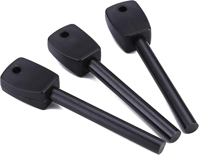 FOSTAR 3 PCS Tactical Ferro (Ferrocerium) Rods, Bushcraft Flint Fire Starter with Easy Grip Handle, 5/16 Inch Thick Waterproof Fire Steel Magnesium Camping Tool Kit