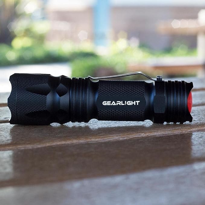 GearLight M3 Mini LED Flashlight - 2 Bright, Small Tactical Flashlights with High Lumens and Pocket Clip for Camping, Outdoor & Emergency Use ï»?- Black