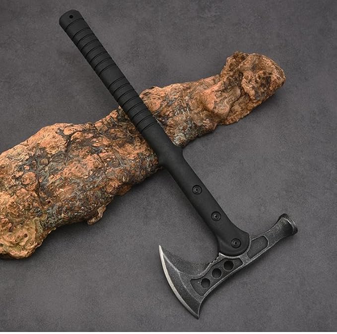 DOOM BLADE Camping Hatchet Axe with Hammer,Tomahawk Viking Nylon Sheath,Forged High Carbon Steel,Portable Camping Axe for Outdoor Splitting Wood,Hunting Survival