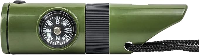 Kids Survival Outdoor Camping Multi Tool Whistle Compass LED 7 in 1 Flashlight