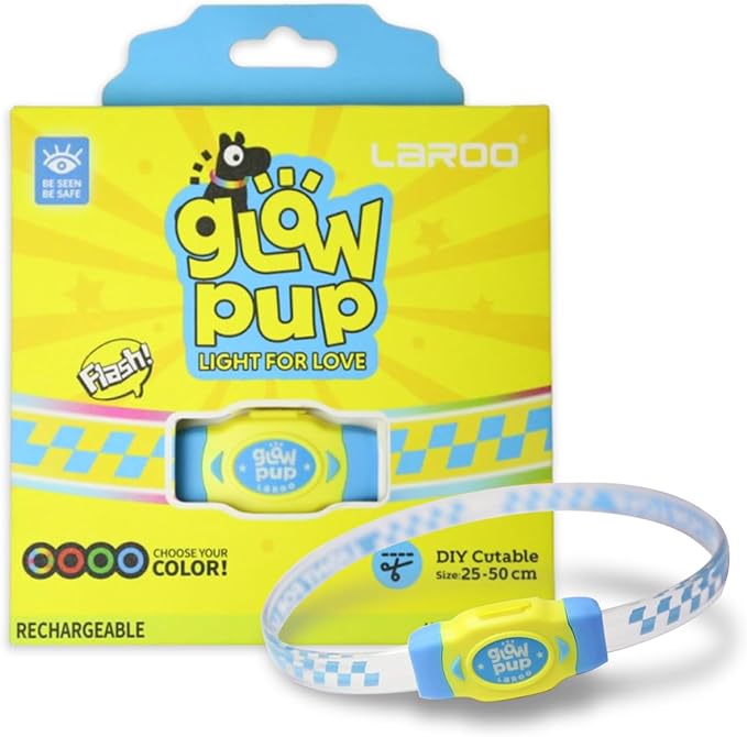 LaRoo LED Light Up Dog Collar, Multi-Color Glowing Safety Pet Collar, Rechargeable Night Visibility Collar, Pet Safety Collar Makes Your Beloved Dogs Be Seen at Night for Small Medium Dogs(Blue)