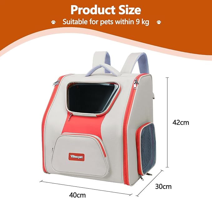 Cat Backpack, Comfortable Dog Backpack for Travel Hiking and Camping, Breathable Pet Backpack, Airline Approved Cat Travel Bag(Khaki)