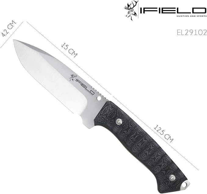 iFIELD Survival Knife Workout MOVA Satin Blade, Includes Sheath, Survival Knife, Camping Tool for Fishing, Hunting, Sport Activity