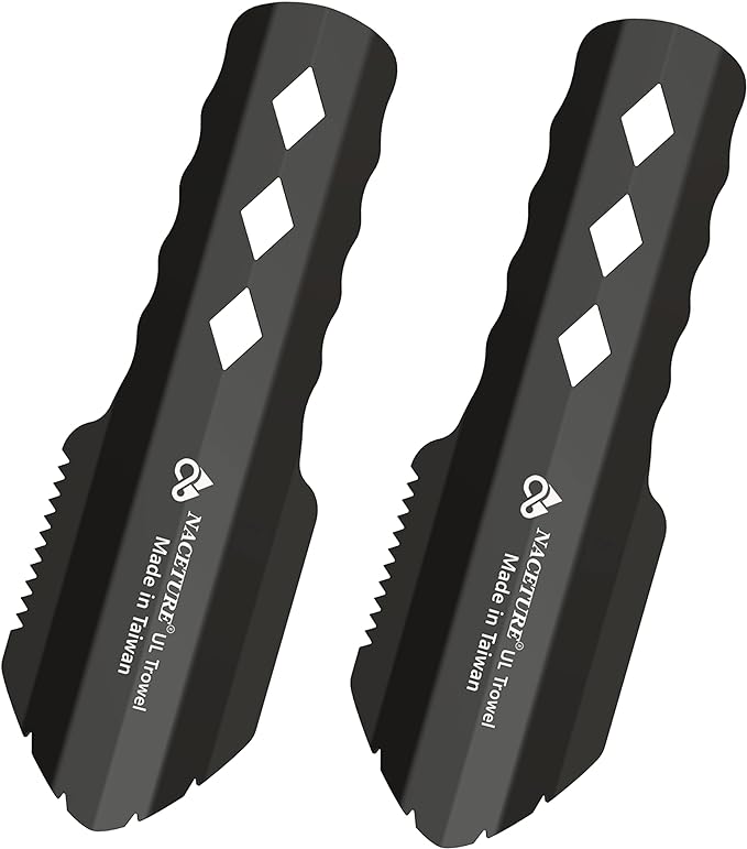 NACETURE Ultralight Backpacking Trowel Aluminum Shovel Small Potty Multitool with Longer Handle Design Essential for Hiking, Camping and Survival Bags(Black 1 Pack)