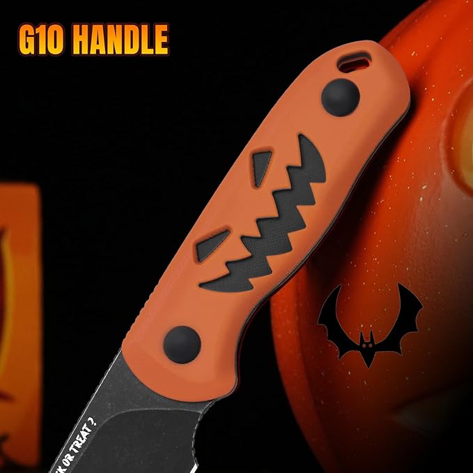 Kizer Drop Bear Fixed Blade Knife, 2.57" 14C28N Blade Halloween EDC Camping Knife with Orange & Black G10 Handle, Small Hunting Knives with Adjustable Kydex Sheath, Compact Survival Knives, 1094HW1