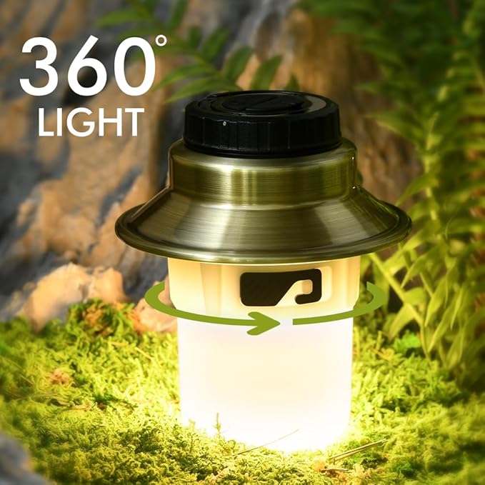 Rechargeable LED Camping Lights & Lantern, Waterproof Lamp with 5 Modes RGB String Lights, Adjustable Brightness Tent Light, Battery Powered Outdoor Lantern, Camping Essentials