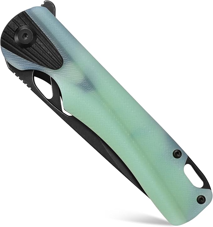 Sitivien ST165 Folding Knife,K110 Steel Blade with G10 Handle EDC Tool Knife Pocket Knife for Outdoor Camping,Hiking,Fishing(Jade)