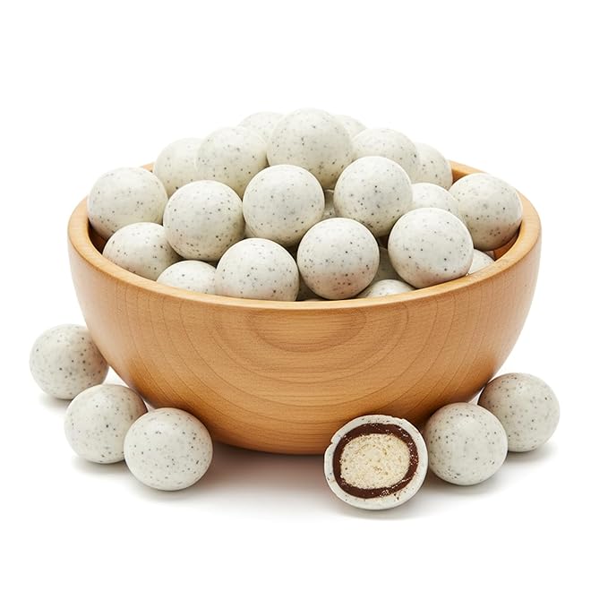 NY Spice Shop Cookies & Creme Chocolate Malt Balls Party Decorations - 1 Pound Malted Milk Ball Candy Birthday Gifts - Chocolates Malted Milk Balls - Dark Chocolate Malt Ball Holiday Snacks