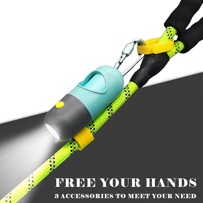 Dog Poop Bags Holder with LED Flashlight, 15 Crystal Blue Bags, 3 Accessories, 3 LR44 Batteries Included