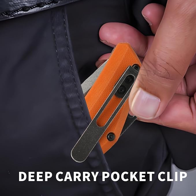 ThundeForged Camping Folding Knife - EDC Folding Knife with Crossbar Lock, 14C28N Steel Blade, Orange G10 Handle Lightweight Tactical Pocket Knife for Camping Outdoor Survival Hiking