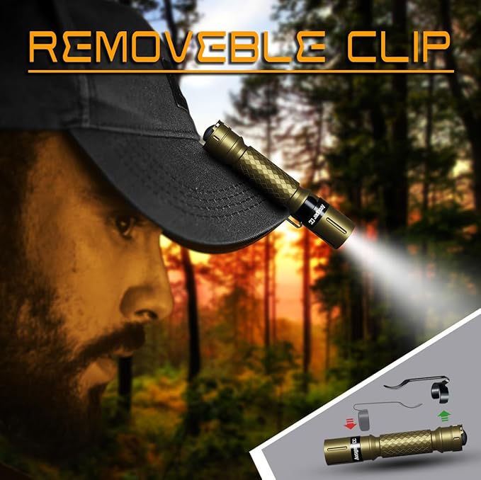3 Modes Small Flashlights LED Powerful High Lumens Tactical Pen Light with Clip, Slim Portable Pocket Compact Torch for Emergency Inspection AAA Battery