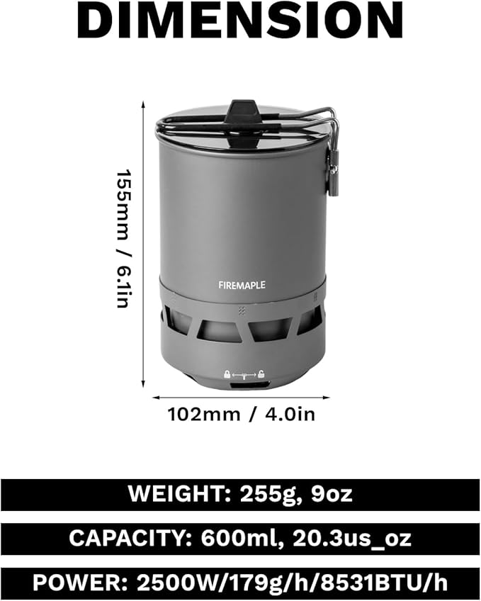 Fire-Maple Petrel Quickboil Pro Ultralight Cooking System ??Compact & Fast-Boiling Backpacking Stove Pot Set, Ideal for Hiking, Solo Camping, Travelling, Hunting Trips, etc