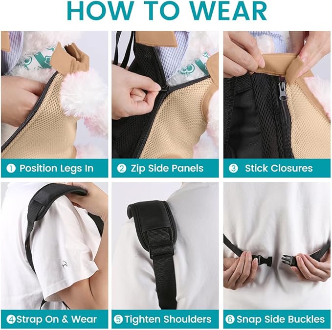 Dog Backpack Carrier, Adjustable Pet Front Carriers, Legs Out Carrying Sling Travel Bag for Small Medium Dogs 2.5-4 Lbs, Soft Wearable Puppy Chest Carry Backpacks for Walking/Hiking/Camping/Traveling