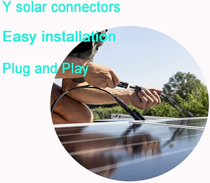 Y Solar Connector,Solar Y Branch Parallel Cable,Solar 1 to 2 Male Female Connector Adapter,10AWG 45A Waterproof IP68 40CM Cable, for Solar Panels,Solar Cells (MFF&FMM,1 Pair)
