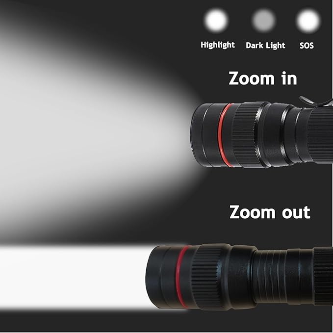 LED Flashlight Rechargeable 2 Pack, High Lumens Tactical flahlight, Super Bright Small Flash Light, Mini Pocket Torch, 3 Modes Zoomable Portable Keychain Flashlights for Camping, Emergency