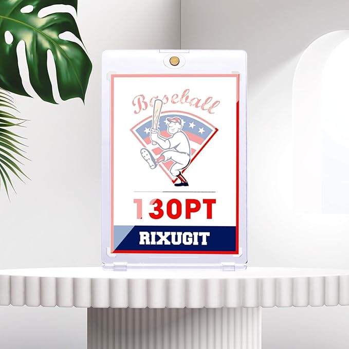 130pt Magnetic Card-Holders for Trading Cards - 15-Pack One Touch Card Case with Stronger Magnet, UV Protection, Card Protectors Hard Plastic, Card Sleeves Display Case for Baseball Card Sports Cards