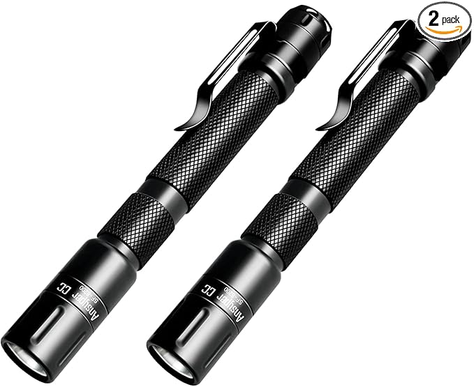 Pen Light Flashlight 3 Modes Mini Small Flashlights Tactical LED Powerful High Lumens with Clip,Slim Portable Pocket Compact Torch for Emergency Inspection AAA Battery Water-Resistant