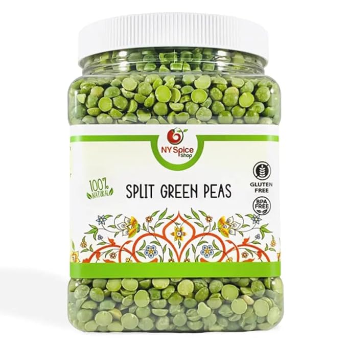 NY Spice Shop Dried Split Green Peas - All-Natural Dry Split Peas - Dried Green Peas For Soup, Stews, & Curries - Split Pea Dried Cooking and Food Flavoring (3 Pound)