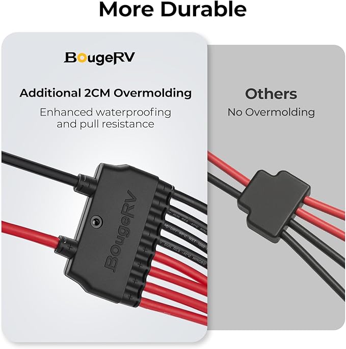 BougeRV Solar Parallel Connectors for 2-4 Solar Panels, Extra Long 2 to 8 Y Branch 10AWG Adapter Splitter Cable Wire Plug PV Tool Kit, Waterproof (MFFFF/FMMMM)