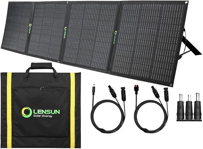 LensunSolar 200W Foldable Solar Panel with Innovative Leg Support to get Maximum Performance,Charge for (Goal Zero) Power Station,Solar Generator,Camper