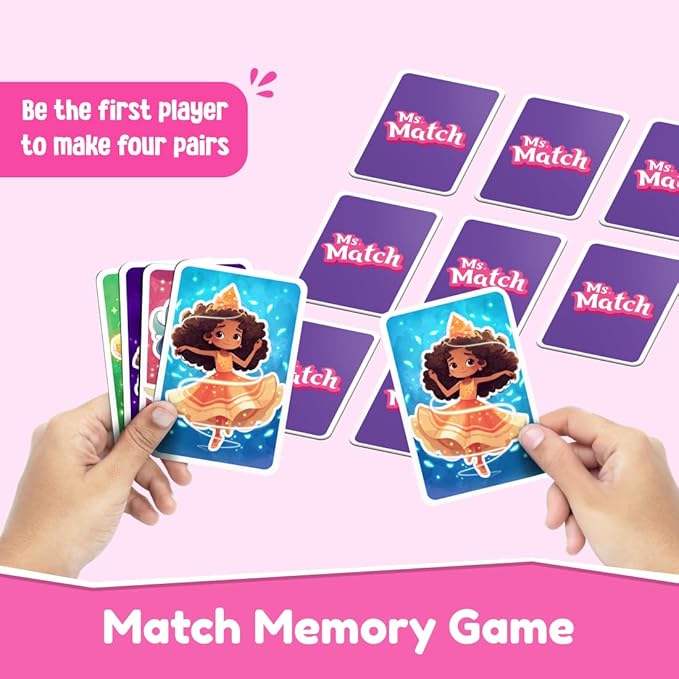 Bloomingo Card Game - Ms Match: Engaging Strategic Memory Card Game for Kids; Boosts Memory Skills; Great Card Game for Family Gatherings & Travel; Birthday Gift for Boys & Girls Ages 3, 4, 5 Blue