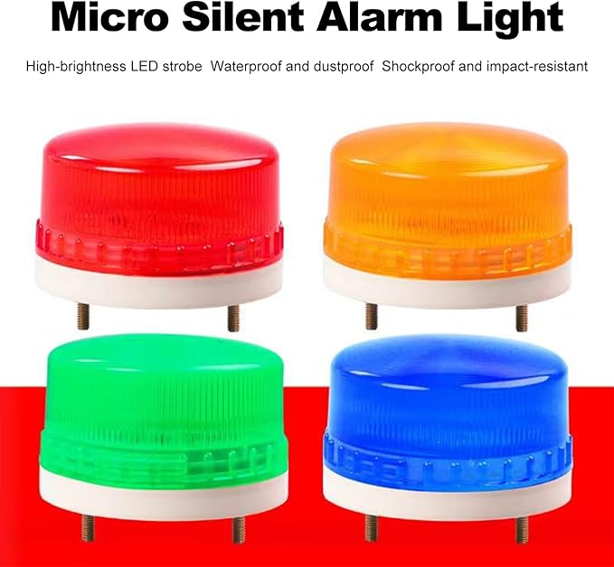 LTE-5061J LED Steady Beacon Light Silent, 12V Screw Mount Signal Warning Lamp for Industrial Machines, Warehouse, Security Monitoring, Construction Safety, Waterproof, Yellow (Steady No Sound)