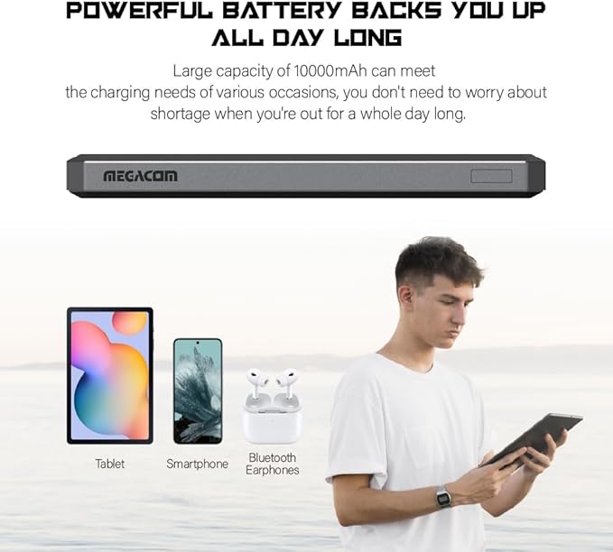 megacom Power Bank 37Wh USB-CX1 & USB-AX2 + 30W Type-C Gan Charger【Bundle】
