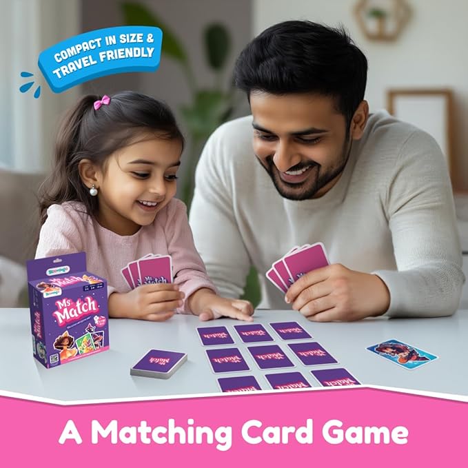 Bloomingo Card Game - Ms Match: Engaging Strategic Memory Card Game for Kids; Boosts Memory Skills; Great Card Game for Family Gatherings & Travel; Birthday Gift for Boys & Girls Ages 3, 4, 5 Blue