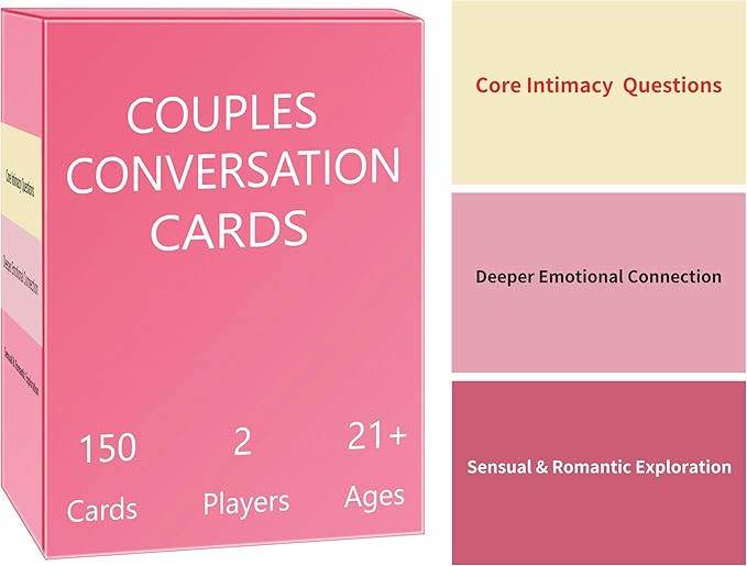 Adults Couples Edition Card Game for Date Nights, Game Nights, Road Trips, 150 Conversation Cards for Couples with Cards Storage Box Free, 2 Players