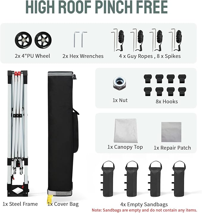 CROWN SHADES 8x8 Pop Up Canopy Tent,Commercial Canopy Tent Heavy Duty with 4" Wheels,4 Upgraded Weights,Patented Centerlock,400D Strength Oxford Fabric, Sto'N Go Bag,for Parties, Events, Camping,White