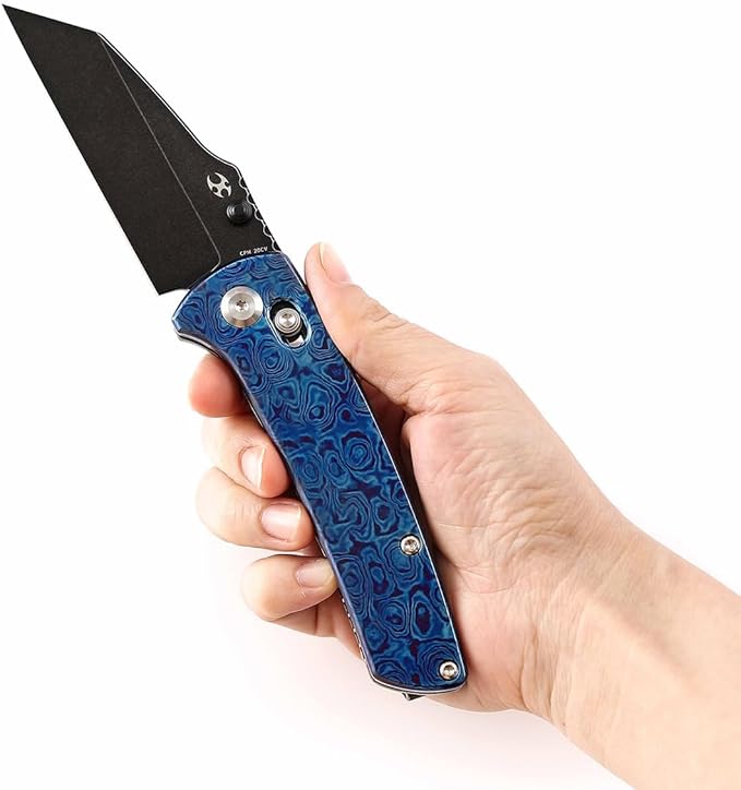 KANSEPT Elite Main Street Pocket Knife, 3.36'' Blackwash 20CV Sharp Tanto Blade, Timascus Handle with Axis Lock and Thumb Stud, Perfect Clip for EDC, Camping Survival Folding knives K1015M1