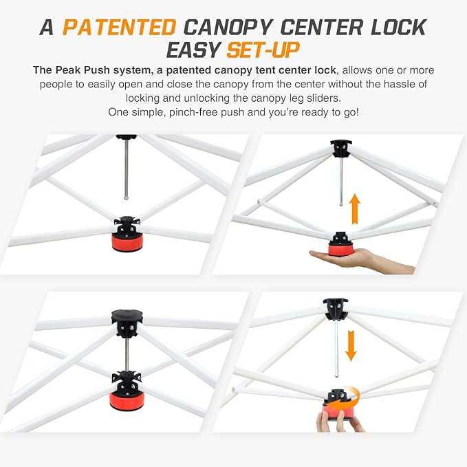 EAGLE PEAK Pop Up Canopy Tent with Wheeled Carry Bag, 8 Stakes, 4 Ropes, 4 Weight Bags, Easy Set Up Tent Canopy, 10x10 ft, 100sqft of Shade, Texas